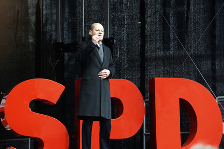 Olaf Scholz auf Wahlkampftour der SPD in Lübeck
