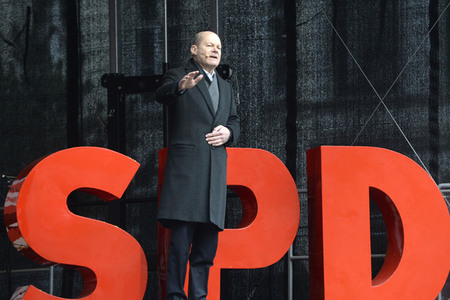 Olaf Scholz auf Wahlkampftour der SPD in Lübeck