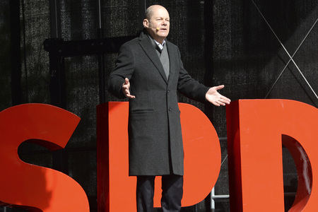 Olaf Scholz auf Wahlkampftour der SPD in Lübeck
