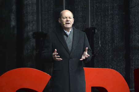 Olaf Scholz auf Wahlkampftour der SPD in Lübeck