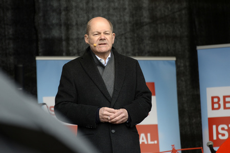 Olaf Scholz auf Wahlkampftour der SPD in Lübeck