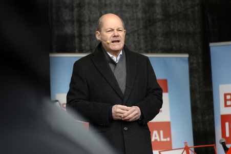 Olaf Scholz auf Wahlkampftour der SPD in Lübeck