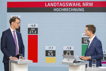 Wahlabend der Landtagswahl in Nordrhein-Westfalen in Düsseldorf