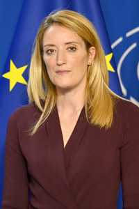 Fototermin mit Maia Sandu und Roberta Metsola im EU-Parlament in Brüssel