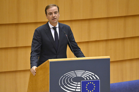 Plenartagung zur Bekämpfung der Straflosigkeit bei Kriegsverbrechen in der Ukraine im EU-Parlament in Brüssel