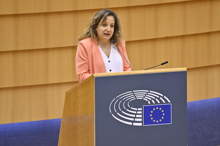 Plenartagung zu der Tötung der Journalistin Shireen Abu Akleh EU-Parlament in Brüssel