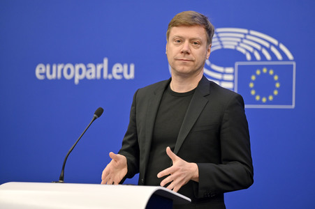 Pressebriefing der Fraktion Die Linke im EU-Parlament in Straßburg