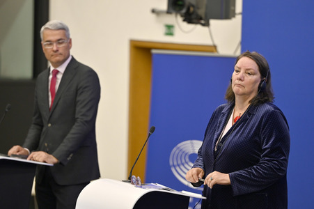 Pressekonferenz zum Mindestlohn im EU-Parlament in Straßburg