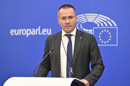 Pressekonferenz zur bulgarischen Position gegenüber Nordmazedonien im EU-Parlament in Straßburg