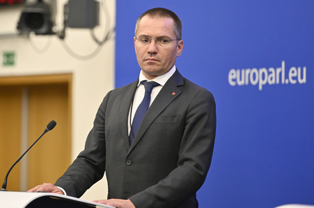Pressekonferenz zur bulgarischen Position gegenüber Nordmazedonien im EU-Parlament in Straßburg