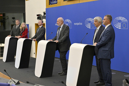 Pressekonferenz zur bulgarischen Position gegenüber Nordmazedonien im EU-Parlament in Straßburg