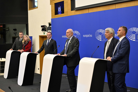 Pressekonferenz zur bulgarischen Position gegenüber Nordmazedonien im EU-Parlament in Straßburg