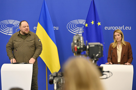 Pressekonferenz zur Urkaine im EU-Parlament in Straßburg