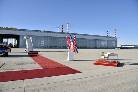 Ankunft von Präsident Macron in München