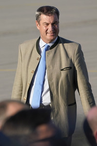 Ankunft von Präsident Macron in München