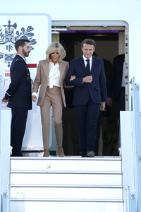 Ankunft von Präsident Macron in München