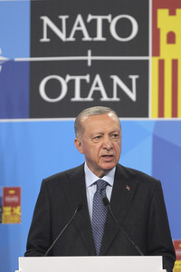 Pressekonferenz mit Recep Tayyip Erdoğan zum NATO Gipfel 2022 in Madrid