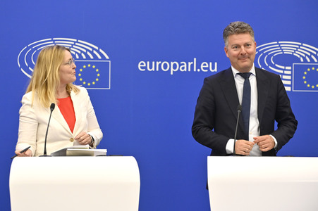 Pressekonferenz zum Digital Services Act und dem Digital Markets Act im EU-Parlament in Straßburg