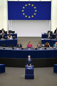 Petr Fiala stellt Prioritäten der tschechischen EU-Ratspräsidentschaft vor im EU-Parlament in Straßburg