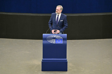 Petr Fiala stellt Prioritäten der tschechischen EU-Ratspräsidentschaft vor im EU-Parlament in Straßburg