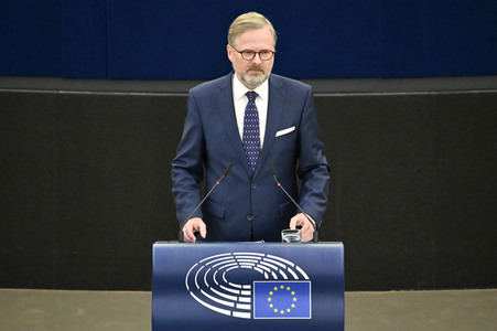 Petr Fiala stellt Prioritäten der tschechischen EU-Ratspräsidentschaft vor im EU-Parlament in Straßburg