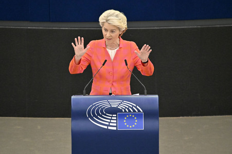 Petr Fiala stellt Prioritäten der tschechischen EU-Ratspräsidentschaft vor im EU-Parlament in Straßburg