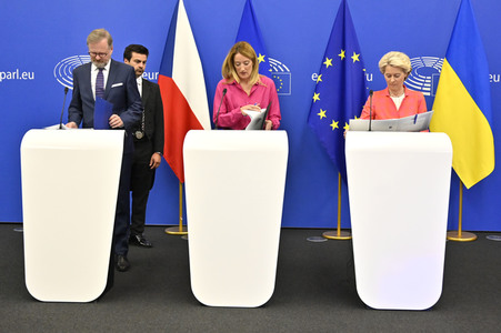 Pressekonferenz zur tschechischen EU-Ratspräsidentschaft im EU-Parlament in Straßburg