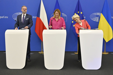 Pressekonferenz zur tschechischen EU-Ratspräsidentschaft im EU-Parlament in Straßburg
