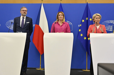 Pressekonferenz zur tschechischen EU-Ratspräsidentschaft im EU-Parlament in Straßburg