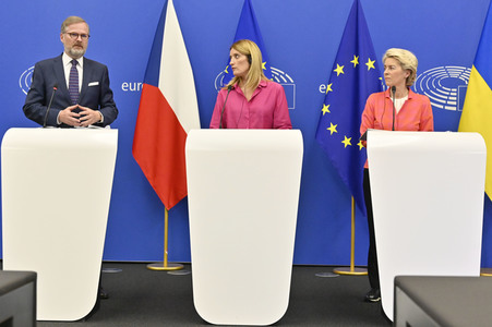 Pressekonferenz zur tschechischen EU-Ratspräsidentschaft im EU-Parlament in Straßburg