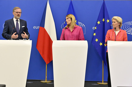 Pressekonferenz zur tschechischen EU-Ratspräsidentschaft im EU-Parlament in Straßburg