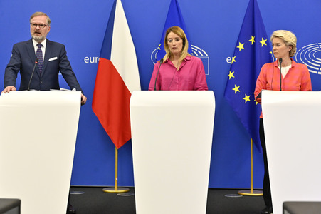 Pressekonferenz zur tschechischen EU-Ratspräsidentschaft im EU-Parlament in Straßburg