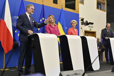 Pressekonferenz zur tschechischen EU-Ratspräsidentschaft im EU-Parlament in Straßburg