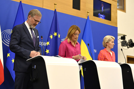 Pressekonferenz zur tschechischen EU-Ratspräsidentschaft im EU-Parlament in Straßburg