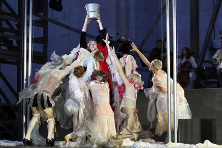 Theaterprobe 'Jedermann - Das Spiel vom Sterben des reichen Mannes' in Salzburg