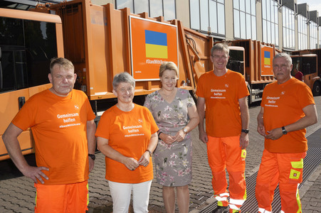 Franziska Giffey bei einer Spendenaktion für Kiew in Berlin