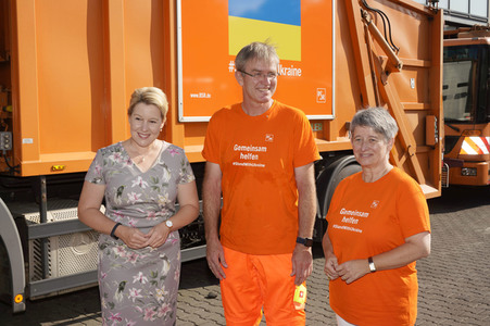 Franziska Giffey bei einer Spendenaktion für Kiew in Berlin
