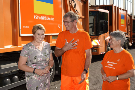 Franziska Giffey bei einer Spendenaktion für Kiew in Berlin