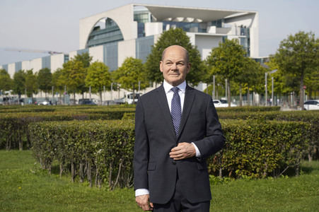 Enthüllung der Wachsfigur von Olaf Scholz in Berlin