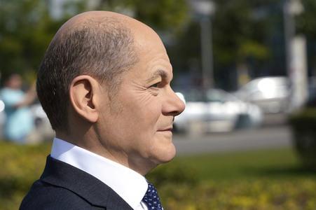 Enthüllung der Wachsfigur von Olaf Scholz in Berlin