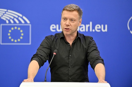 Pressebriefing der Fraktion Die Linke im EU-Parlament in Straßburg