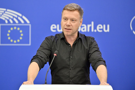 Pressebriefing der Fraktion Die Linke im EU-Parlament in Straßburg