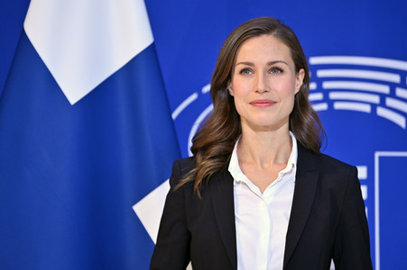 Fototermin mit Sanna Marin im EU-Parlament in Straßburg