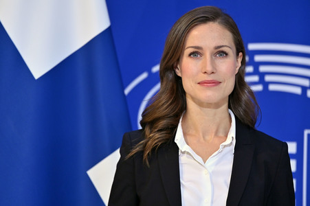 Fototermin mit Sanna Marin im EU-Parlament in Straßburg