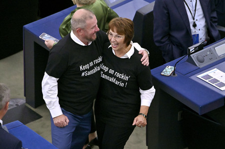Rede von Sanna Marin im EU-Parlament in Straßburg