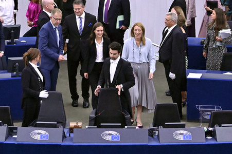 Rede von Sanna Marin im EU-Parlament in Straßburg
