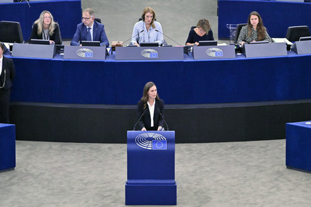 Rede von Sanna Marin im EU-Parlament in Straßburg