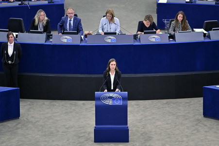 Rede von Sanna Marin im EU-Parlament in Straßburg