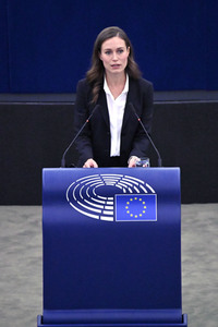 Rede von Sanna Marin im EU-Parlament in Straßburg