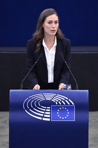 Rede von Sanna Marin im EU-Parlament in Straßburg